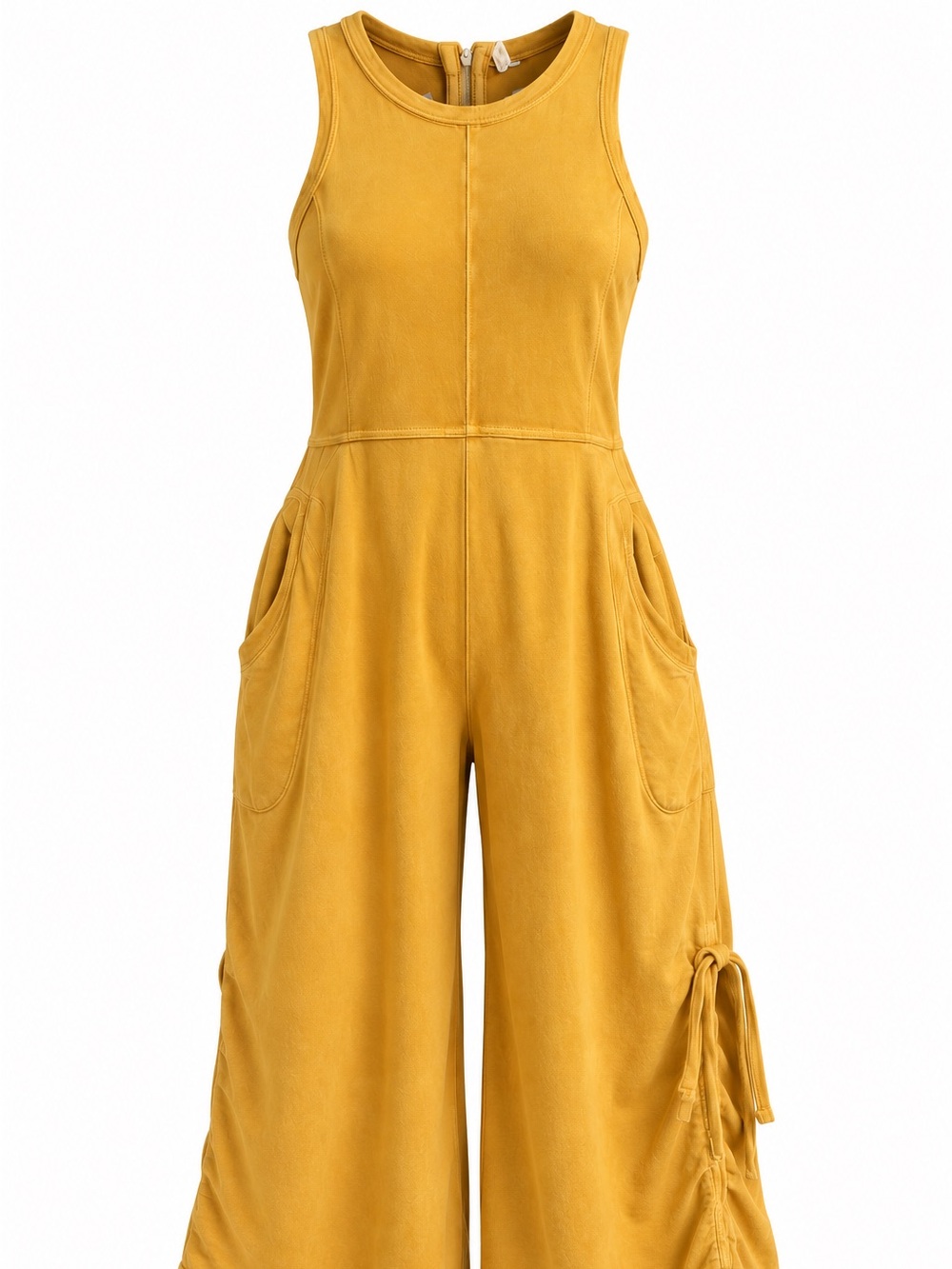 Anthropologie Daily Practice Horizon Wide-Leg Knit Jumpsuit XXS Petite Mustard.”